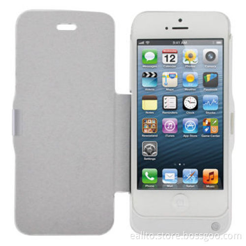 Flip Cover Battery Cases for iPhone 5 with 8-pin Connector and 2,200mAh Capacity